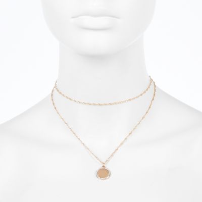 Rose gold tone layered choker necklace